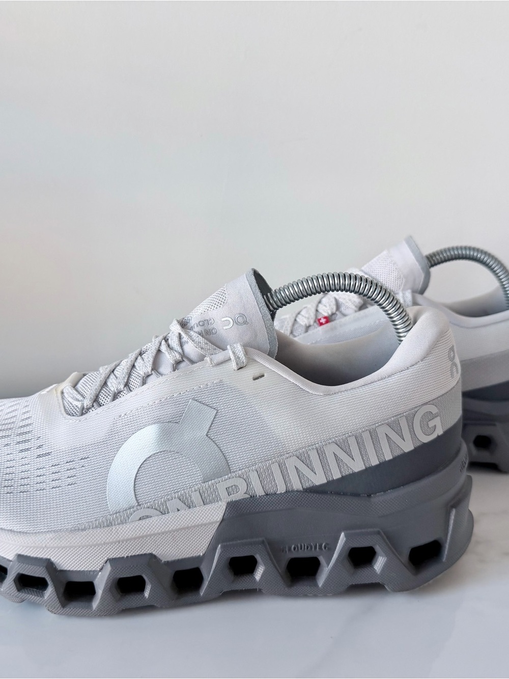 On Cloudmonster 2 Women’s Size 8.5 running shoes in Frost / Rock grey colorway